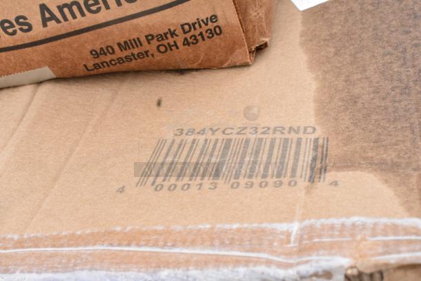 19 BRAND NEW! Boxes Including 384YCZ32RND Lancaster Table & Seating 32" Round Granite White Heavy-Duty Blow Molded Standard Height Plastic Folding Table, 522SG3048 Steelton 30" x 48" 18-Gauge Stainless Steel Equipment Stand with Undershelf and Galvanized Legs, 600ES3048G Regency 30" x 48" 16-Gauge Stainless Steel  Equipment Stand with Galvanized Undershelf, 3 Box 427SM2424LE Lancaster Table & Seating Excalibur 24" x 24" Square Table Top with Smooth Letizia Finish, 600WT24X48BS Regency 24" x 48" 16-Gauge 304 Stainless Steel Commercial Open Base Work Table with 4" Backsplash, 600TSB3060S Regency 30" x 60" 16-Gauge Stainless Steel Commercial Work Table with 4" Backsplash and Undershelf, 500L43400WM 43/400 White Metal Lid with Plastisol Liner - 3200/Case 500L43400WM. 19 Times Your Bid! May Be Missing Pieces - Image 3 of 14