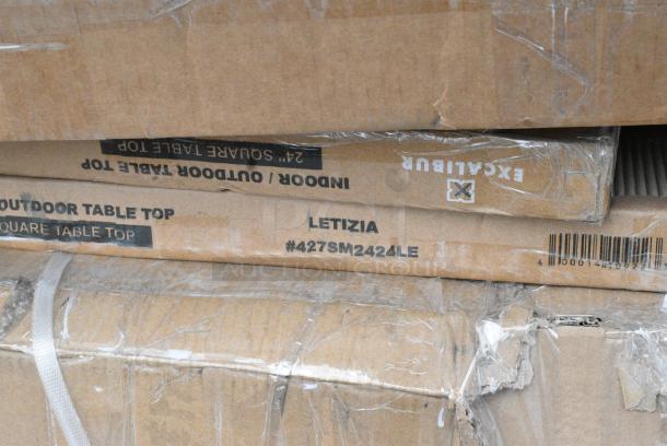 19 BRAND NEW! Boxes Including 384YCZ32RND Lancaster Table & Seating 32" Round Granite White Heavy-Duty Blow Molded Standard Height Plastic Folding Table, 522SG3048 Steelton 30" x 48" 18-Gauge Stainless Steel Equipment Stand with Undershelf and Galvanized Legs, 600ES3048G Regency 30" x 48" 16-Gauge Stainless Steel  Equipment Stand with Galvanized Undershelf, 3 Box 427SM2424LE Lancaster Table & Seating Excalibur 24" x 24" Square Table Top with Smooth Letizia Finish, 600WT24X48BS Regency 24" x 48" 16-Gauge 304 Stainless Steel Commercial Open Base Work Table with 4" Backsplash, 600TSB3060S Regency 30" x 60" 16-Gauge Stainless Steel Commercial Work Table with 4" Backsplash and Undershelf, 500L43400WM 43/400 White Metal Lid with Plastisol Liner - 3200/Case 500L43400WM. 19 Times Your Bid! May Be Missing Pieces - Image 10 of 14