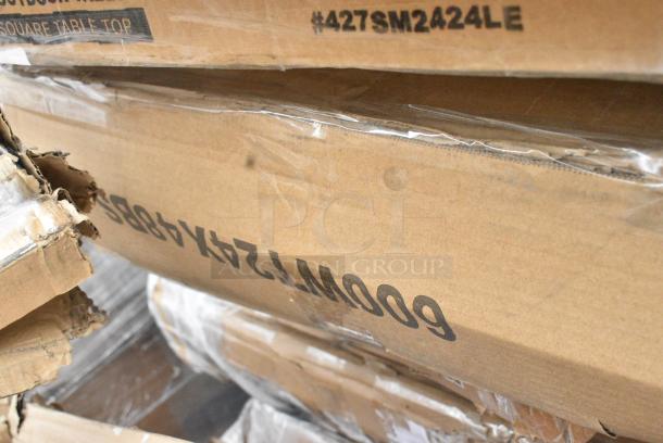 19 BRAND NEW! Boxes Including 384YCZ32RND Lancaster Table & Seating 32" Round Granite White Heavy-Duty Blow Molded Standard Height Plastic Folding Table, 522SG3048 Steelton 30" x 48" 18-Gauge Stainless Steel Equipment Stand with Undershelf and Galvanized Legs, 600ES3048G Regency 30" x 48" 16-Gauge Stainless Steel  Equipment Stand with Galvanized Undershelf, 3 Box 427SM2424LE Lancaster Table & Seating Excalibur 24" x 24" Square Table Top with Smooth Letizia Finish, 600WT24X48BS Regency 24" x 48" 16-Gauge 304 Stainless Steel Commercial Open Base Work Table with 4" Backsplash, 600TSB3060S Regency 30" x 60" 16-Gauge Stainless Steel Commercial Work Table with 4" Backsplash and Undershelf, 500L43400WM 43/400 White Metal Lid with Plastisol Liner - 3200/Case 500L43400WM. 19 Times Your Bid! May Be Missing Pieces - Image 14 of 14