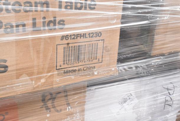 25 BRAND NEW! Boxes Including 130WBKFORKH Choice Black Heavy Weight Wrapped Polystyrene Plastic Fork - 1000/Case, 500MFTN Lavex Natural Brown Kraft M-Fold (Multifold) Towel - 4000/Case, 394365L Noble Products Powder-Free Disposable Clear Vinyl Gloves for Foodservice - Large - 1000/Case, 612FHL1230 Choice Foil Steam Table Pan Lid - Half Size - 100/Case, 500TW14 Choice 14 oz. Translucent Thin Wall Plastic Cold Cup - 1000/Case, Solo Ultra Clear™ TD24 24 oz. Customizable Clear PET Plastic Cold Cup - 600/Case, 347SPBD8WHSV Visions 8" Square White Plastic Plate with Silver Bands - 120/Case, 129MCR50B Choice 43 oz. Black Round Microwavable Heavy Weight Container with Lid 9" - 150/Case. 25 Times Your Bid! May Be Missing Pieces - Image 12 of 18