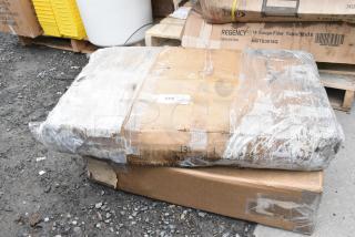 2 BRAND NEW! Boxes Including 922T20030 Choice 33 3/4" x 21" x 37" Knocked Down 24 Gauge Stainless Steel 3 Shelf Utility Cart, Bobrick B-299 Stainless Steel Surface Mounted Mirrored Medicine Cabinet with Satin Finish. 2 Times Your Bid! May Be Missing Pieces
