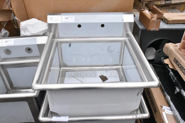 BRAND NEW SCRATCH AND DENT! Steelton 522CS12424 29 1/2" 18-Gauge Stainless Steel One Compartment Commercial Sink without Drainboard - 24" x 24" x 12" Bowl. No Legs. - Image 1 of 5