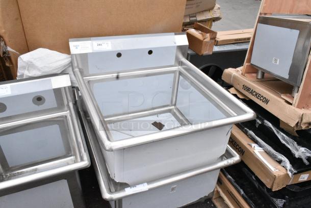 BRAND NEW SCRATCH AND DENT! Steelton 522CS12424 29 1/2" 18-Gauge Stainless Steel One Compartment Commercial Sink without Drainboard - 24" x 24" x 12" Bowl. No Legs. - Image 3 of 5