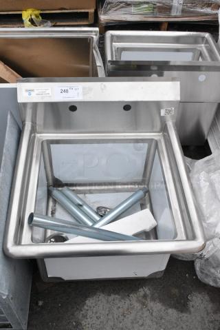 BRAND NEW SCRATCH AND DENT! Steelton 522CS11818N Steelton 23 1/2" 18-Gauge Stainless Steel One Compartment Commercial Sink without Drainboard - 18" x 18" x 12" Bowl.
