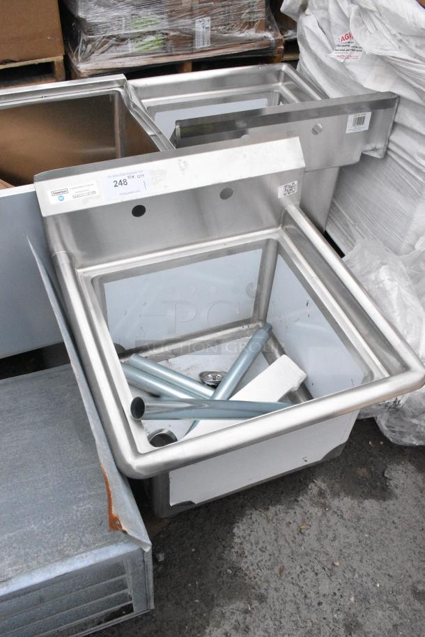 BRAND NEW SCRATCH AND DENT! Steelton 522CS11818N Steelton 23 1/2" 18-Gauge Stainless Steel One Compartment Commercial Sink without Drainboard - 18" x 18" x 12" Bowl. - Image 3 of 5