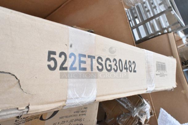 6 BRAND NEW SCRATCH AND DENT! Items Including 522ETSG30482 30" x 48" 18 Gauge 430 Stainless Steel Work Table with Undershelf and 2" Rear Upturn, 109CARTBLGBK Choice Black Utility / Bussing Cart with Three Shelves - 42" x 20", 600TA2448S Regency 24" x 48" All 18-Gauge 430 Stainless Steel Commercial Work Table with Undershelf, 460EC1224 Regency 12" x 24" NSF Chrome Wire Shelf. 6 Times Your Bid! May Be Missing Pieces. - Image 3 of 7