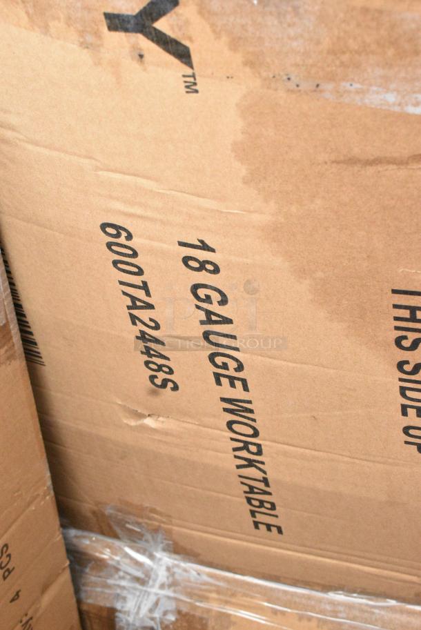6 BRAND NEW SCRATCH AND DENT! Items Including 522ETSG30482 30" x 48" 18 Gauge 430 Stainless Steel Work Table with Undershelf and 2" Rear Upturn, 109CARTBLGBK Choice Black Utility / Bussing Cart with Three Shelves - 42" x 20", 600TA2448S Regency 24" x 48" All 18-Gauge 430 Stainless Steel Commercial Work Table with Undershelf, 460EC1224 Regency 12" x 24" NSF Chrome Wire Shelf. 6 Times Your Bid! May Be Missing Pieces. - Image 5 of 7