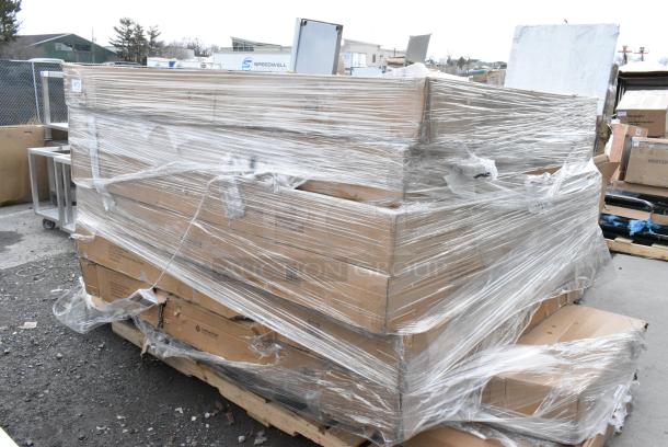 8 BRAND NEW SCRATCH AND DENT! Items Including 164VYTBL72RD Lancaster Table & Seating Vineyard Series 6' Round Barrel Brown Outdoor Folding Table, 164VYTB10840 Lancaster Table & Seating Vineyard Series 9' Barrel Brown Outdoor Folding Table. 8 Times Your Bid! May Be Missing Pieces. - Image 1 of 5