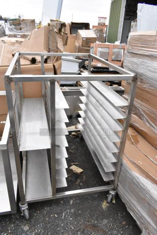 Metal Commercial Pan Rack on Commercial Casters.