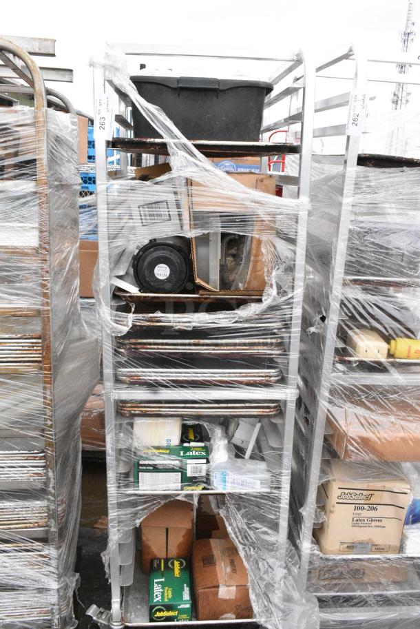 Metal Commercial Pan Transport Rack on Commercial Casters w/ Contents Including Baking Pans. - Image 1 of 9
