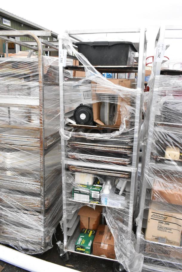 Metal Commercial Pan Transport Rack on Commercial Casters w/ Contents Including Baking Pans. - Image 2 of 9