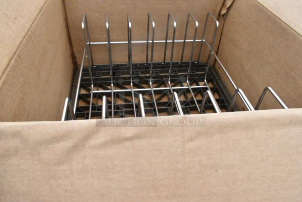 Chrome and Black Finish 3 Tier Wire Shelving Unit w/ Contents Including Bus Bin Lids and Serving Trays. BUYER MUST DISMANTLE. PCI CANNOT DISMANTLE FOR SHIPPING. PLEASE CONSIDER FREIGHT CHARGES. - Image 10 of 12