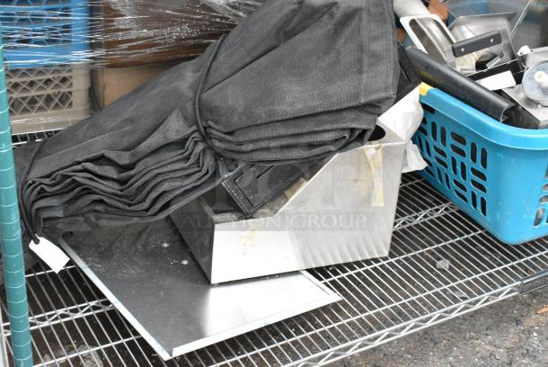 Green Finish 3 Tier Wire Shelving Unit w/ Contents Including Tarp and Booster Seats. BUYER MUST DISMANTLE. PCI CANNOT DISMANTLE FOR SHIPPING. PLEASE CONSIDER FREIGHT CHARGES. - Image 5 of 9