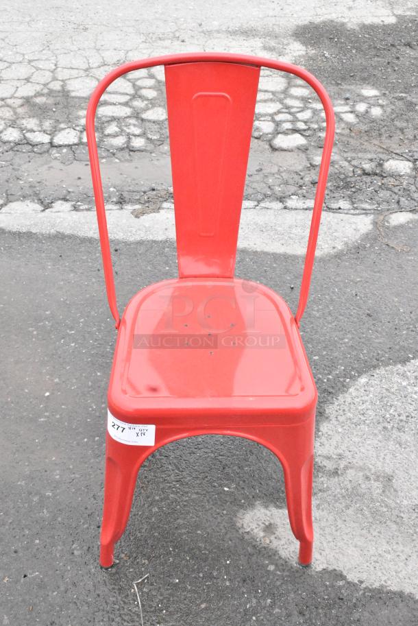 18 BRAND NEW SCRATCH AND DENT! Red Metal Tolix Style Chair. 18 Times Your Bid! - Image 1 of 6