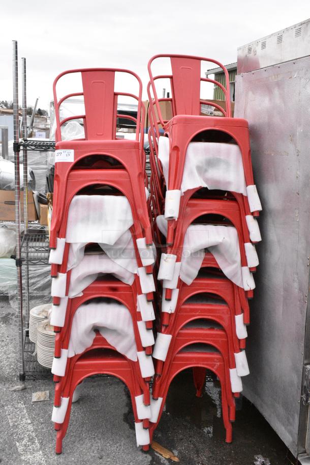 18 BRAND NEW SCRATCH AND DENT! Red Metal Tolix Style Chair. 18 Times Your Bid! - Image 2 of 6