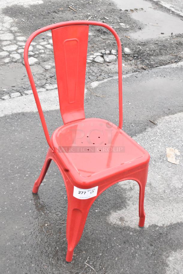 18 BRAND NEW SCRATCH AND DENT! Red Metal Tolix Style Chair. 18 Times Your Bid! - Image 3 of 6