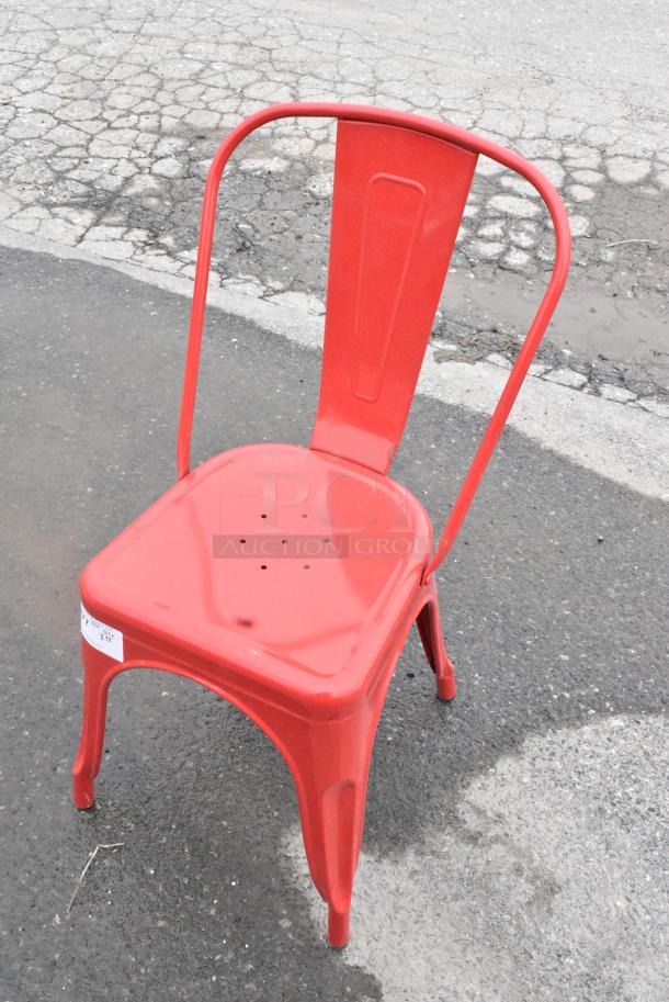18 BRAND NEW SCRATCH AND DENT! Red Metal Tolix Style Chair. 18 Times Your Bid! - Image 4 of 6