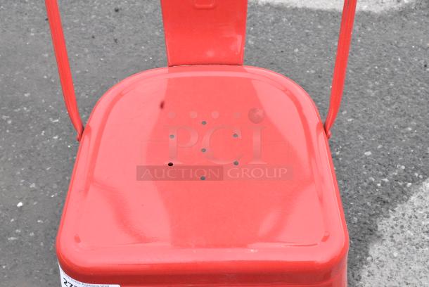 18 BRAND NEW SCRATCH AND DENT! Red Metal Tolix Style Chair. 18 Times Your Bid! - Image 5 of 6