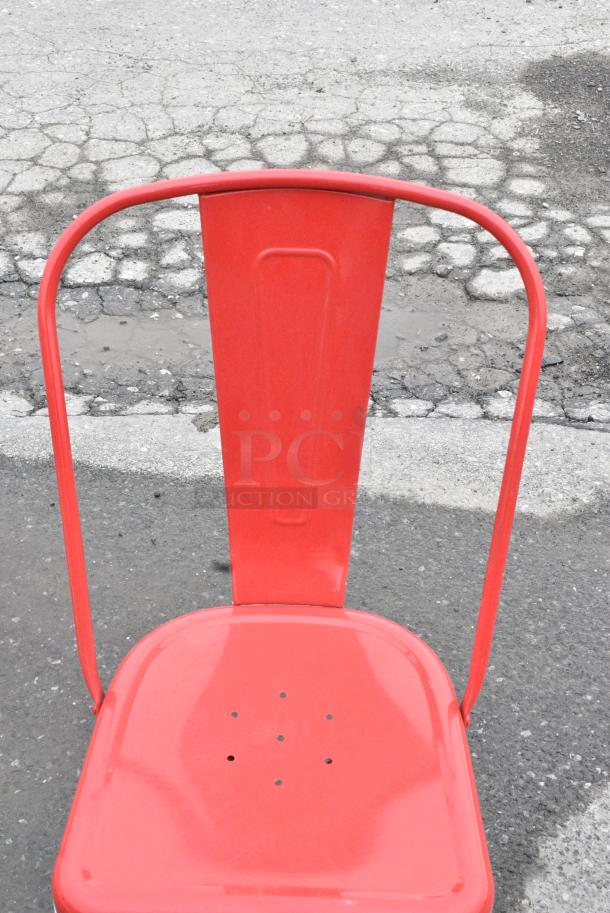 18 BRAND NEW SCRATCH AND DENT! Red Metal Tolix Style Chair. 18 Times Your Bid! - Image 6 of 6
