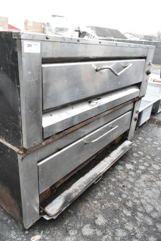 2 Montague 25P-2 Stainless Steel Commercial Natural Gas Powered Single Deck Gas Powered Pizza Oven. 2 Times Your Bid!