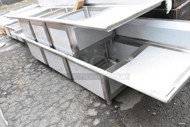 BRAND NEW SCRATCH AND DENT! Regency 600S32424224 16 Gauge Stainless Steel Three Compartment Commercial Sink with Galvanized Steel Legs and 2 Drainboards. No Legs. - Image 2 of 6