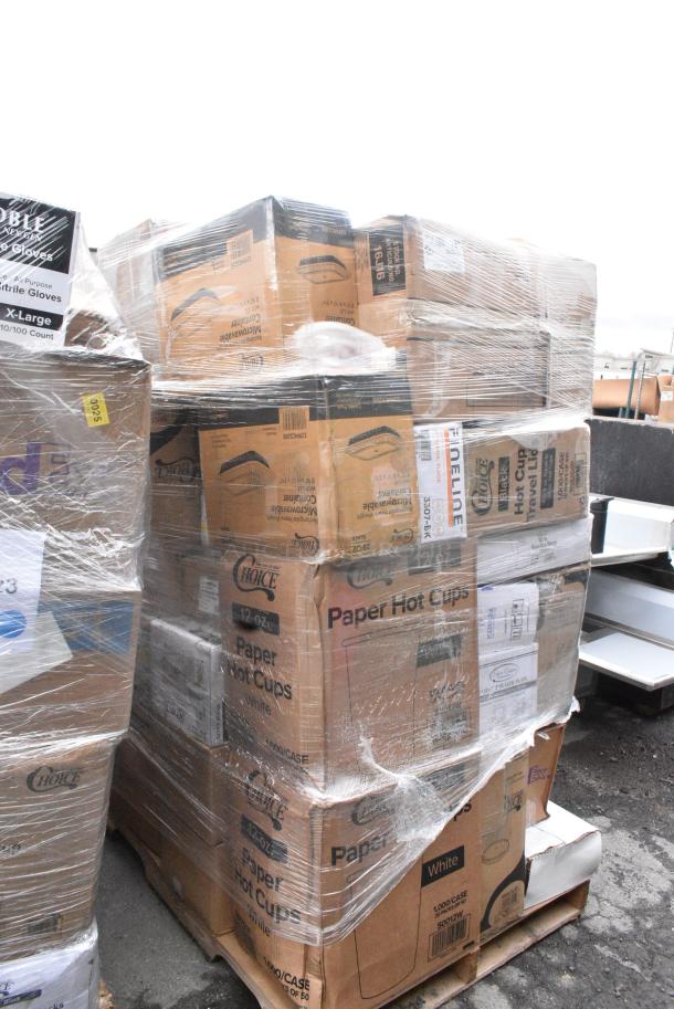 30 BRAND NEW SCRATCH AND DENT! Items Including 129MCS28B Choice 28 oz. Black Rectangular Microwavable Heavy Weight Container with Lid 8 3/4" x 6 1/4" x 1 3/4" - 150/Case, 50012W Choice 12 oz. White Poly Paper Hot Cup - 1000/Case, 130IC10BL UNPRINTED 10LB BLUE ICE BAGS 1000/CS, 500L1020B Choice Black Hot Paper Cup Travel Lid for 10-24 oz. Standard Cups and 8 oz. Squat Cups - 1000/Case, 500CC12HD 12 oz. Plastic Cold Cup - Designed for Use Without Lids - 1000/Case. 30 Times Your Bid! May Be Missing Pieces. - Image 4 of 18