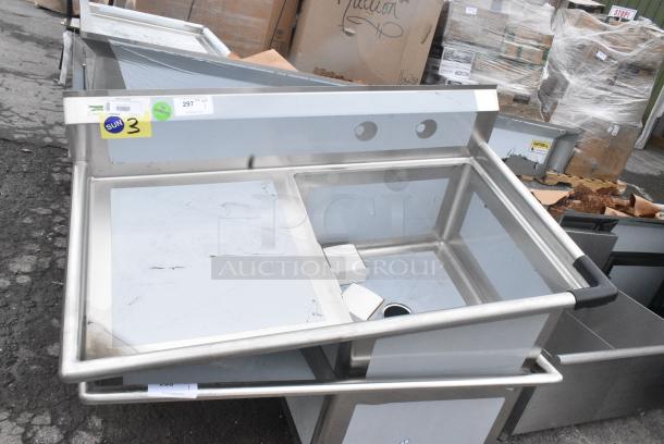 BRAND NEW SCRATCH AND DENT! Regency 600S1242424L Stainless Steel Single Bay Sink w/ Left Side Drain Board. No Legs. - Image 3 of 6