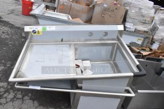 BRAND NEW SCRATCH AND DENT! Regency 600S1242424L Stainless Steel Single Bay Sink w/ Left Side Drain Board. No Legs.