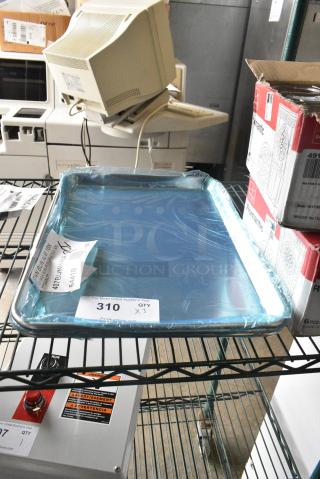 3 BRAND NEW SCRATCH AND DENT! 407BUNHALF Choice Half Size 13" x 18" 19 Gauge Wire in Rim Aluminum Bun / Sheet Pan. 3 Times Your Bid!