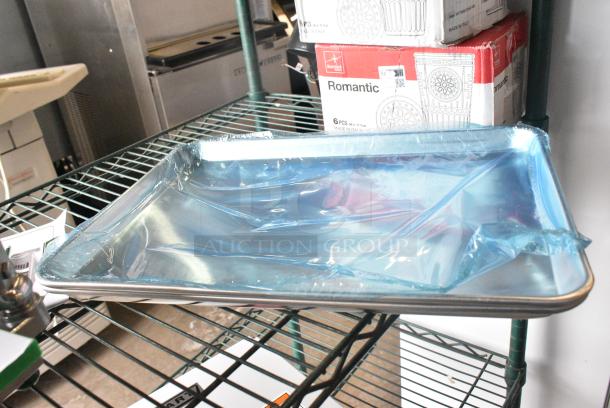 3 BRAND NEW SCRATCH AND DENT! 407BUNHALF Choice Half Size 13" x 18" 19 Gauge Wire in Rim Aluminum Bun / Sheet Pan. 3 Times Your Bid! - Image 3 of 4