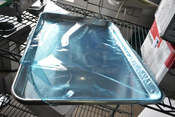 3 BRAND NEW SCRATCH AND DENT! 407BUNHALF Choice Half Size 13" x 18" 19 Gauge Wire in Rim Aluminum Bun / Sheet Pan. 3 Times Your Bid! - Image 4 of 4