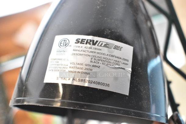 2 2 BRAND NEW SCRATCH AND DENT! ServIt 423HLS85BK 8' Cut-to-Length Ceiling Mount Heat Lamp with Modern Black Finish Round Dome Shade. 2 Times Your Bid! - Image 5 of 5