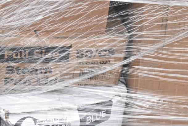 26 BRAND NEW SCRATCH AND DENT! Items Including 347BP9BL Choice 9" Blue Plastic Plate - 500/Case, 612FFL1230 Choice Foil Steam Table Pan Lid - Full Size - 50/Case, 500TW7 Choice 7 oz. Translucent Thin Wall Plastic Cold Cup - 2500/Case, Choice 12 oz. White Double Poly-Coated Paper Food Cup - 1000/Case 760SOUP12WB, 394345XL Noble NexGen Powder-Free Disposable Black Hybrid 3 Mil Thick Gloves - Extra Large - 1000/Case. 26 Times Your Bid! - Image 5 of 11