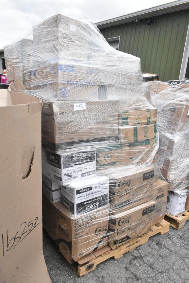 35 BRAND NEW SCRATCH AND DENT! Items Including 394345XL Noble NexGen Powder-Free Disposable Black Hybrid 3 Mil Thick Gloves - Extra Large - 1000/Case, 500CC16 Choice Clear PET Customizable Plastic Cold Cup - 16 oz. - 1000/Case, 612605070 Choice Full Size Foil Steam Table Pan Deep 3 3/8" Depth - Full Size Deep - 50/Case, 395TO993 EcoChoice 9" x 9" x 3" Compostable Sugarcane / Bagasse 3 Compartment Takeout Container - 200/Case, 395RP10 EcoChoice Compostable No PFAS Added Bamboo / Bagasse 10" Plate 3 Compartment - 500/Case, 612509L LID 9" FOIL LAM BOARD 500. 35 Times Your Bid! - Image 3 of 11