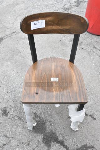 BRAND NEW SCRATCH AND DENT! Black Metal Dining Height Chair w/ Wooden Seat