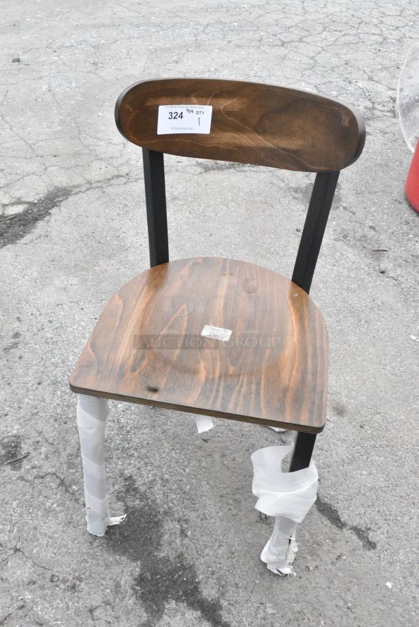 BRAND NEW SCRATCH AND DENT! Black Metal Dining Height Chair w/ Wooden Seat - Image 3 of 5