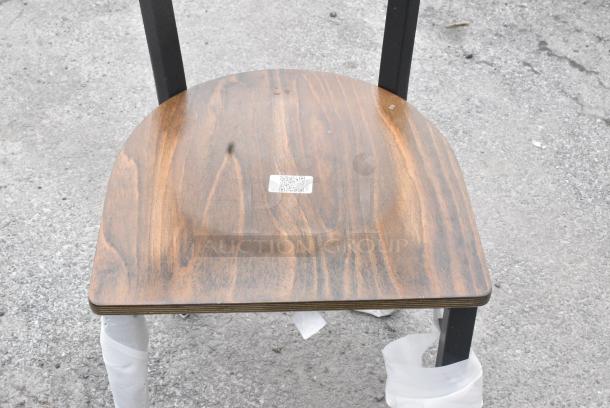 BRAND NEW SCRATCH AND DENT! Black Metal Dining Height Chair w/ Wooden Seat - Image 5 of 5