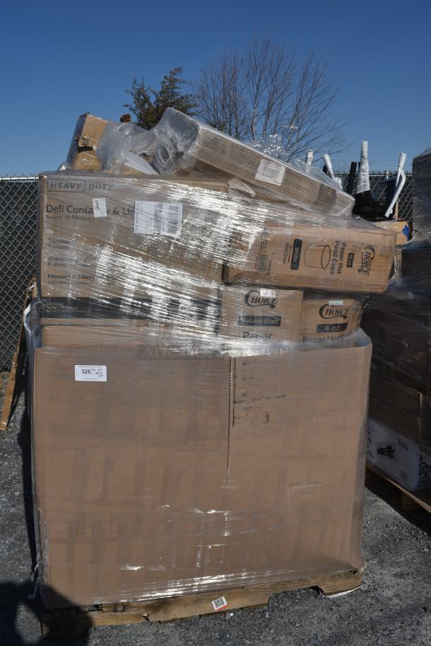15 BRAND NEW! Boxes Including Two 176IB200 BIN INGREDIENT 200 CUPS NSF, 12 GALLON BAKER'S MARK, 500MF993B1C Choice 9" x 9" x 3" 1-Compartment Microwaveable Black Mineral-Filled Plastic Hinged Take-Out Container - 150/Case,128HD32COMBO Deli Container & Lid, Choice 16 oz. White Double Poly-Coated Paper Food Cup - 500/Case 760SOUP16WB, 245CB12 12X12X2 White Customizable Corrugated Plain Pizza Box 50/Bundle. 15 Times Your Bid! - Image 1 of 11