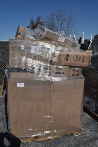 15 BRAND NEW! Boxes Including Two 176IB200 BIN INGREDIENT 200 CUPS NSF, 12 GALLON BAKER'S MARK, 500MF993B1C Choice 9" x 9" x 3" 1-Compartment Microwaveable Black Mineral-Filled Plastic Hinged Take-Out Container - 150/Case,128HD32COMBO Deli Container & Lid, Choice 16 oz. White Double Poly-Coated Paper Food Cup - 500/Case 760SOUP16WB, 245CB12 12X12X2 White Customizable Corrugated Plain Pizza Box 50/Bundle. 15 Times Your Bid!