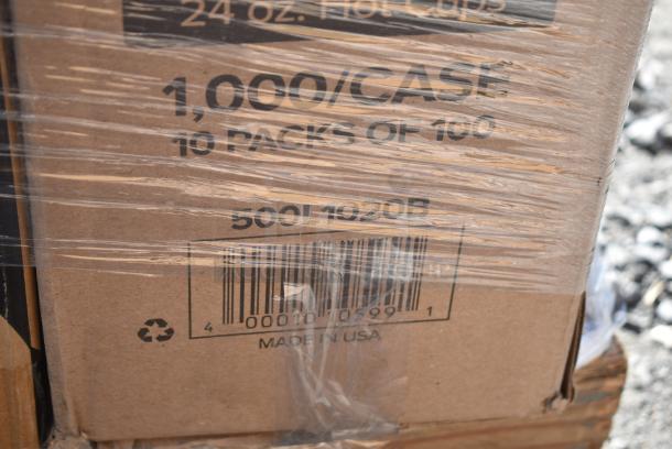 28 BRAND NEW! Boxes Including 760SOUP16WB Choice 16 oz. White Double Poly-Coated Paper Food Cup - 500/Case, 500L1020B Choice Black Hot Paper Cup Travel Lid for 10-24 oz. Standard Cups and 8 oz. Squat Cups - 1000/Case, 500CC16 Choice Clear PET Customizable Plastic Cold Cup - 16 oz. - 1000/Case, 130IC20DSP1M Choice 20 lb. Clear Plastic Drawstring Ice Bag with Ice Print - 250/Case, 433NHT003 Choice 1/5 Large Size White Unprinted Medium-Duty T-Shirt Bag - 500/Case, 612FS4316 Choice Half Size Heavy-Duty Foil Steam Table Pan Extra-Deep 4 3/16" Depth - 100/Case, Dart 205HT1 White Foam Take Out Container with Perforated Hinged Lid 9" x 6" x 3" - 200/Case. 28 Times Your Bid! - Image 11 of 19