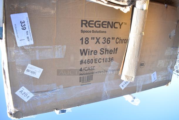 BRAND NEW SCRATCH AND DENT! Box of 4 Regency 460EC1836 18" x 36" NSF Chrome Wire Shelf. May Be Missing Pieces. - Image 1 of 2