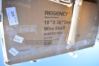 BRAND NEW SCRATCH AND DENT! Box of 4 Regency 460EC1836 18" x 36" NSF Chrome Wire Shelf. May Be Missing Pieces.