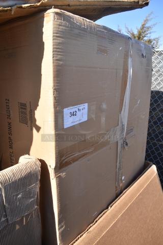 BRAND NEW SCRATCH AND DENT! Regency 600SM242412 29" 16-Gauge Stainless Steel One Compartment Floor Mop Sink - 24" x 24" x 12" Bowl. May Be Missing Pieces.