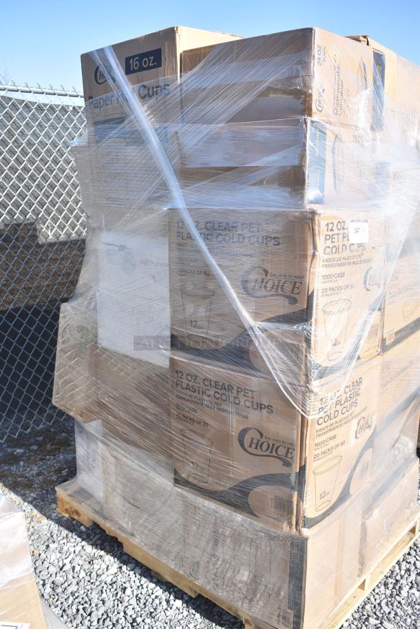 27 BRAND NEW! Items Including Four 795KFTL32SPE Choice 16-32 oz. Rectangular PET Take-Out Lid - 300/Case, Two 500CC12 Choice Clear PET Customizable Plastic Cold Cup - 12 oz. - 1000/Case, 5002TPJPREM Lavex Premium 2-Ply 720' Universal Jumbo Toilet Paper Roll with 9" Diameter - 12/Case, 50016C Choice 16 oz. Coffee Print Poly Paper Hot Cup - 1000/Case, 795KFTL32SPE Choice 16-32 oz. Rectangular PET Take-Out Lid - 300/Case, 500CC10 Choice 10 oz. Clear PET Plastic Cold Cup - 1000/Case,129MCS24B Choice 24 oz. Black Rectangular Microwavable Heavy Weight Container with Lid 8" x 5 1/4" x 2" - 150/Case. 27 Times Your Bid! - Image 2 of 12