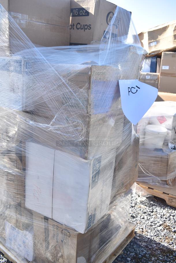 27 BRAND NEW! Items Including Four 795KFTL32SPE Choice 16-32 oz. Rectangular PET Take-Out Lid - 300/Case, Two 500CC12 Choice Clear PET Customizable Plastic Cold Cup - 12 oz. - 1000/Case, 5002TPJPREM Lavex Premium 2-Ply 720' Universal Jumbo Toilet Paper Roll with 9" Diameter - 12/Case, 50016C Choice 16 oz. Coffee Print Poly Paper Hot Cup - 1000/Case, 795KFTL32SPE Choice 16-32 oz. Rectangular PET Take-Out Lid - 300/Case, 500CC10 Choice 10 oz. Clear PET Plastic Cold Cup - 1000/Case,129MCS24B Choice 24 oz. Black Rectangular Microwavable Heavy Weight Container with Lid 8" x 5 1/4" x 2" - 150/Case. 27 Times Your Bid! - Image 4 of 12