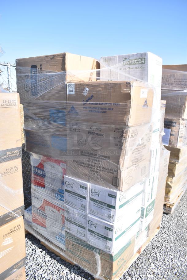 32 BRAND NEW! Items Including Two 500MFTN Lavex Natural Brown Kraft M-Fold (Multifold) Towel - 4000/Case, Four 5001BNAPNAT EcoChoice 1-Ply Natural Kraft Beverage / Cocktail Napkin - 4000/Case, 182RRF14 Choice 10" x 14" Plastic Food Bag On A Roll - 1000/Case, 5002CPTE Lavex 2-Ply White Center Pull Paper Towel 510' Roll - 6/Case, 760FF12 Choice 12 oz. French Fry Cup - 1000/Case, 433HSLCPIE Choice Clear Hinged Slice Container with Lid. 32 Times Your Bid! - Image 2 of 15