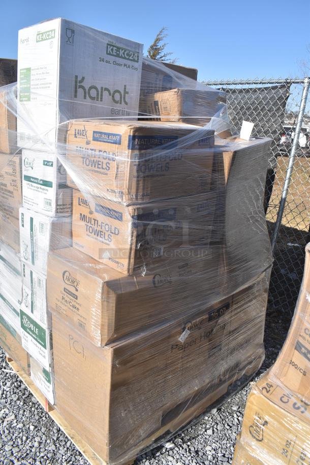 32 BRAND NEW! Items Including Two 500MFTN Lavex Natural Brown Kraft M-Fold (Multifold) Towel - 4000/Case, Four 5001BNAPNAT EcoChoice 1-Ply Natural Kraft Beverage / Cocktail Napkin - 4000/Case, 182RRF14 Choice 10" x 14" Plastic Food Bag On A Roll - 1000/Case, 5002CPTE Lavex 2-Ply White Center Pull Paper Towel 510' Roll - 6/Case, 760FF12 Choice 12 oz. French Fry Cup - 1000/Case, 433HSLCPIE Choice Clear Hinged Slice Container with Lid. 32 Times Your Bid! - Image 3 of 15