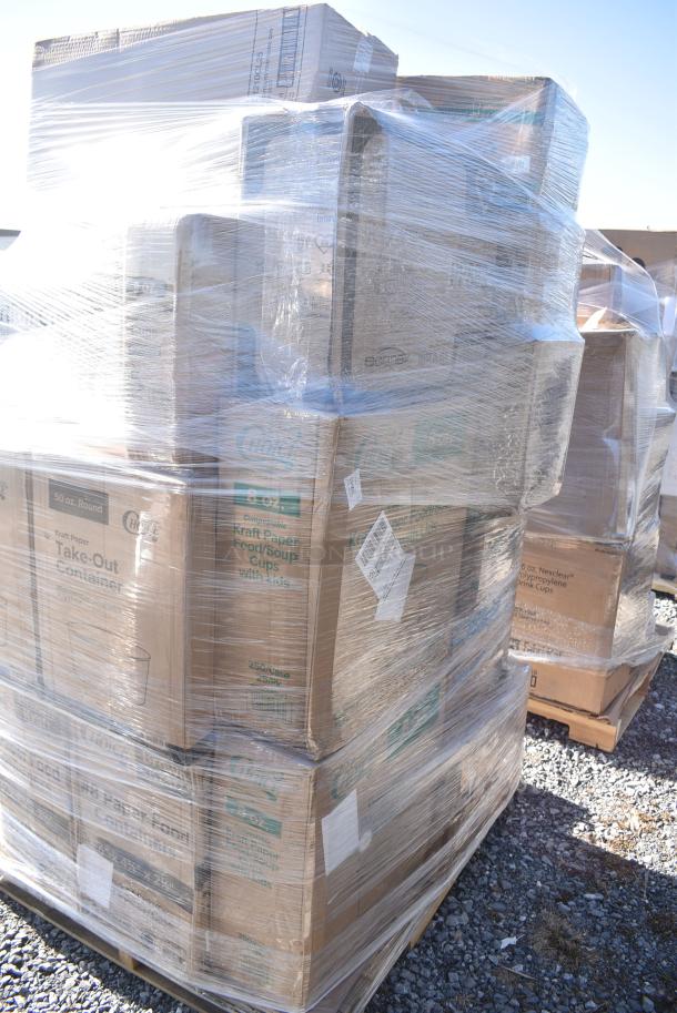 30 BRAND NEW! Items Including Four 127SB24COMBO Choice 24 oz. Clear Plastic Salad Bowl with Lid - 150/Case, Two 127P2C Choice 2 oz Portion Cups, 760SOUP8KFT EcoChoice 8 oz. Kraft Paper Food Cup with Vented Lid - 250/Case, 43302CUPC Choice 2-Compartment Clear OPS Plastic Jumbo Cupcake / Muffin Container - 250/Case, 795KFT50RNPE Choice 50 oz. Round Kraft PE-Lined Microwavable Take-Out Container 7 5/16" x 3" - 300/Case, 127SB24COMBO Choice 24 oz. Clear Plastic Salad Bowl with Lid - 150/Case. 30 Times Your Bid! - Image 4 of 13