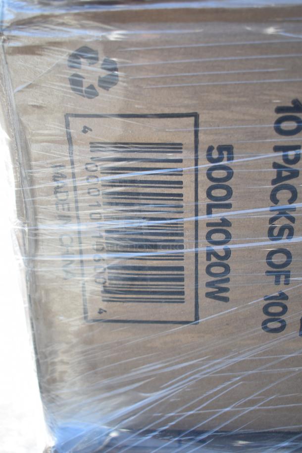 26 BRAND NEW! Items Including 500L1020W Choice White Hot Paper Cup Travel Lid for 10-24 oz. Standard Cups and 8 oz. Squat Cups - 1000/Case, 500CC16 Choice Clear PET Customizable Plastic Cold Cup - 16 oz. - 1000/Case, 5001N6001KR EcoChoice 10" x 12" Natural Kraft 1/4 Fold Luncheon Napkin - 6000/Case, 43318TRBU Choice 18" x 700' 40 lb. Premium White True Butcher Paper Roll, 130BKNIFEWP Choice 6 1/2" Individually Wrapped Medium Weight Black Polypropylene Plastic Knife - 1000/Case, 129MCS38B Choice 38 oz. Black Rectangular Microwavable Heavy Weight Container with Lid 8 3/4" x 6 1/4" x 2" - 150/Case. 26 Times Your Bid! - Image 5 of 15