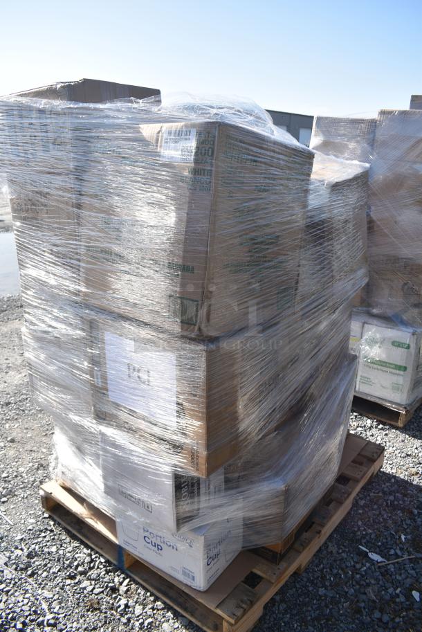 26 BRAND NEW! Items Including 127CH08F Choice 8 oz. Clear RPET Tall Hinged Deli Container - 200/Case, 433NHT101H Choice 1/6 Standard Size White "Thank You" Medium-Duty Plastic T-Shirt Bag - 1000/Case, 500L1020B Choice Black Hot Paper Cup Travel Lid for 10-24 oz. Standard Cups and 8 oz. Squat Cups - 1000/Case, 129MCR16B Choice 16 oz. Black 6 1/4" Round Microwavable Heavy Weight Container with Lid - 150/Case, 127P100C Choice 1 oz. Clear Plastic Souffle Cup / Portion Cup - 2500/Case, 394385L Noble Products Powder-Free Disposable Latex Gloves for Foodservice - 1000/Case, 130BFORKWP Choice Individually Wrapped Medium Weight Black Polypropylene Plastic Fork - 1000/Case. 26 Times Your Bid! - Image 4 of 15